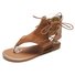 Lace-up PU Flip-flops Sandals with Zipper